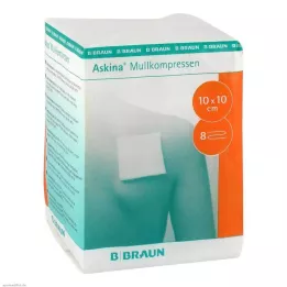 ASKINA Compresas de gasa 10x10 cm no estériles de 8 capas, 100 uds