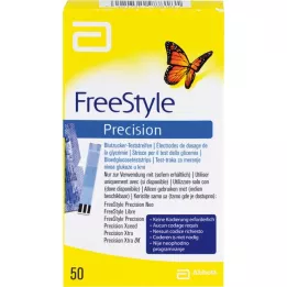 FREESTYLE Tiras reactivas de precisión para medir la glucosa en sangre sin codificación, 50 uds