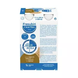 FRESUBIN 2 kcal de fibra DRINK Botella para beber Cappuccino, 4 x 200 ml