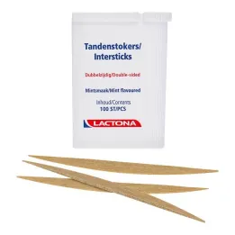 Palillos de dientes Lactona Intersticks menta de doble punta, 100 pz