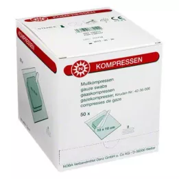 MULLKOMPRESSEN 10x10 cm estéril 8 pliegues, 50X2 uds