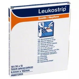 LEUKOSTRIP Tiras para cierre de heridas 6,4x102 mm, 10X5 uds