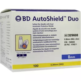 BD AUTOSHIELD Agujas de seguridad Duo de 8 mm, 100 uds