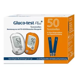 GLUCO TEST Plus tiras reactivas de glucosa en sangre, 50 uds