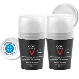 Vichy Homme Desodorante Roll on para pieles sensibles 48h Dp (2x50 ml)