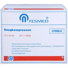 SAUGKOMPRESSEN estéril 10x10 cm, 25X1 uds