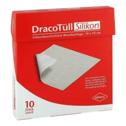 Dracotull Sil.10x10 cm Almohadilla de control de heridas resistente a la silicona, 10 PCS