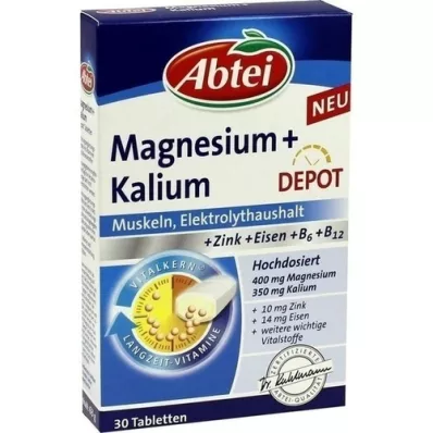 Abtei Tabletas de depósito de magnesio + potasio, 30 pz