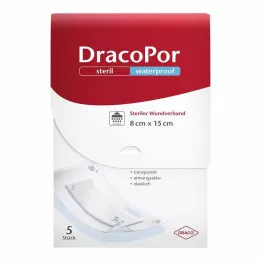 DRACOPOR Apósito impermeable para heridas, 8 x 15 cm, estéril, 5 uds