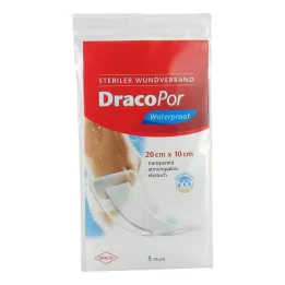 DRACOPOR Apósito impermeable para heridas, 10 x 20 cm, estéril, 5 uds