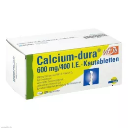 CALCIUM DURA Vitamina D3 600 mg/400 UI comprimidos masticables, 120 uds