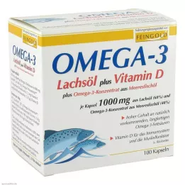 OMEGA-3 LACHSÖL más vitamina D más Omega-3 concentrado, cápsulas, 100 uds