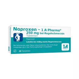 NAPROXEN-1A Pharma 250 mg comprimidos para el dolor menstrual, 20 uds