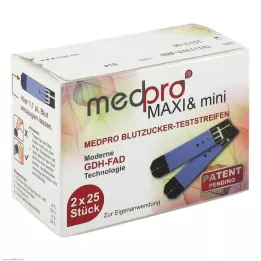 MEDPRO Tiras reactivas de glucosa en sangre Maxi &amp; mini, 2X25 uds