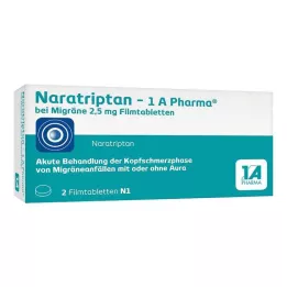NARATRIPTAN-1A Pharma para migraña, comprimidos recubiertos con película de 2,5 mg, 2 uds