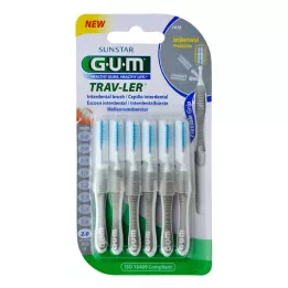 GUM TRAV-LER Vela interdental gris de 2,0 mm + 6 tapones, 6 uds
