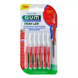 GUM TRAV-LER Vela roja interdental de 0,8 mm + 6 tapones, 6 uds
