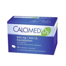 CALCIMED D3 600 mg/400 UI comprimidos masticables, 96 uds