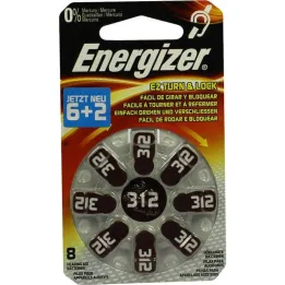 Batería para audífonos Energizer 312, 8 piezas