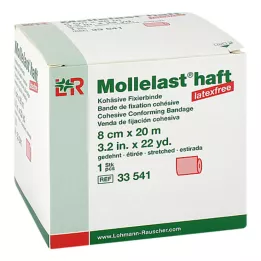 MOLLELAST Vendas adhesivas sin látex 8 cm x 20 m rojo, 1 unidad