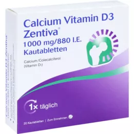 Calcio Vitamina D3 ZENTIVA 1000 mg / 880 I.E. Tabletas masticables, 20 pz