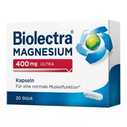 BIOLECTRA Cápsulas ultra de magnesio de 400 mg, 20 uds