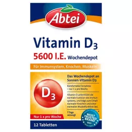 Abtei Vitamina D3 5. 600 I. E. Tabletas de fin de semana, 12 pz