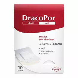 DRACOPOR Apósito para heridas estéril de 3,8 x 3,8 cm, 10 uds