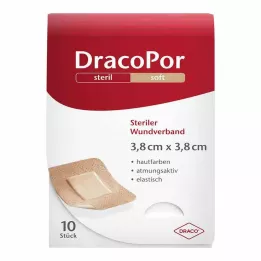 DRACOPOR Apósito para heridas, 3,8 x 3,8 cm, estéril, color piel, 10 uds