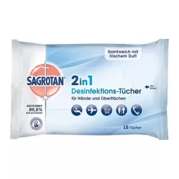 SAGROTAN Toallitas desinfectantes 2 en 1, 15 uds