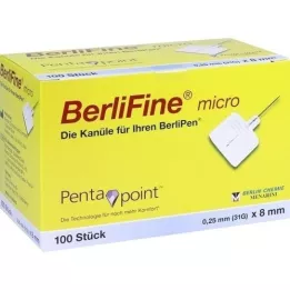BERLIFINE Micro Cánula 0.25x8 mm, 100 pz