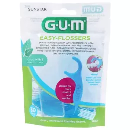 GUM Palitos de hilo dental encerado Easy-Flossers + estuche de viaje, 30 uds