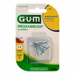GUM Cepillos de repuesto Proxabrush Classic 1,3 mm, 8 piezas