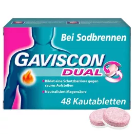 GAVISCON Tabletas masticables duales de 250 mg/106,5 mg/187,5 mg, 48 unidades