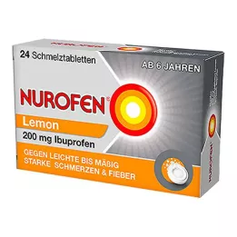NUROFEN Tabletas fundibles de limón de 200 mg, 24 uds