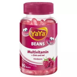 YAYA BEANS Tabletas masticables de yodo y zinc con frambuesa, 90 uds