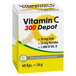 Vitamina C 300 Depot + Zinc + Histidina + Cápsulas D, 60 PCS