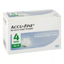 ACCU FINE Agujas estériles para pluma de insulina 4 mm 32 G, 100 uds