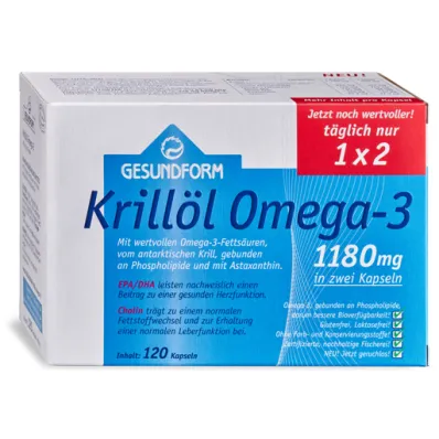 GESUNDFORM Aceite de krill 1180 mg cápsulas antárticas, 120 piezas