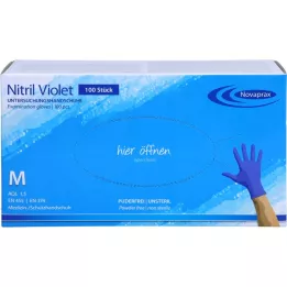NITRIL Guantes sin polvo talla M azul violeta, 100 pz