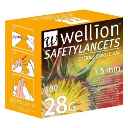 WELLION Lancetas de seguridad desechables de 28 G, 100 uds