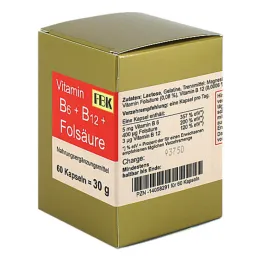 Cápsulas de vitamina B6 + B12 + ácido fólico, 60 piezas