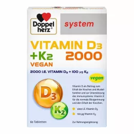 DOPPELHERZ Tabletas del sistema de vitamina D3 2000+K2, 60 uds