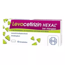 LEVOCETIRIZIN HEXAL para alergias, comprimidos recubiertos con película de 5 mg, 6 uds