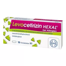 LEVOCETIRIZIN HEXAL para alergias, comprimidos recubiertos con película de 5 mg, 18 uds