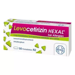 LEVOCETIRIZIN HEXAL Para alergias, comprimidos recubiertos con película de 5 mg, 50 uds