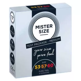 MISTER Paquete de prueba de tamaño 53-57-60 condones, 3 uds
