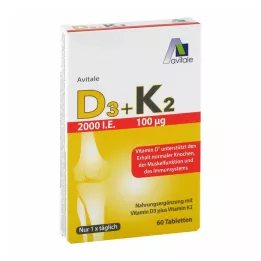 Vitamina D3+K2 2000 UI, 60 uds