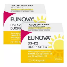 EUNOVA Combo de cápsulas DuoProtect D3+K2 de 1000 UI/80 μg, 2x90 uds