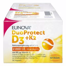 EUNOVA Combo de cápsulas DuoProtect D3+K2 de 2000 UI/80 μg, 2x90 uds